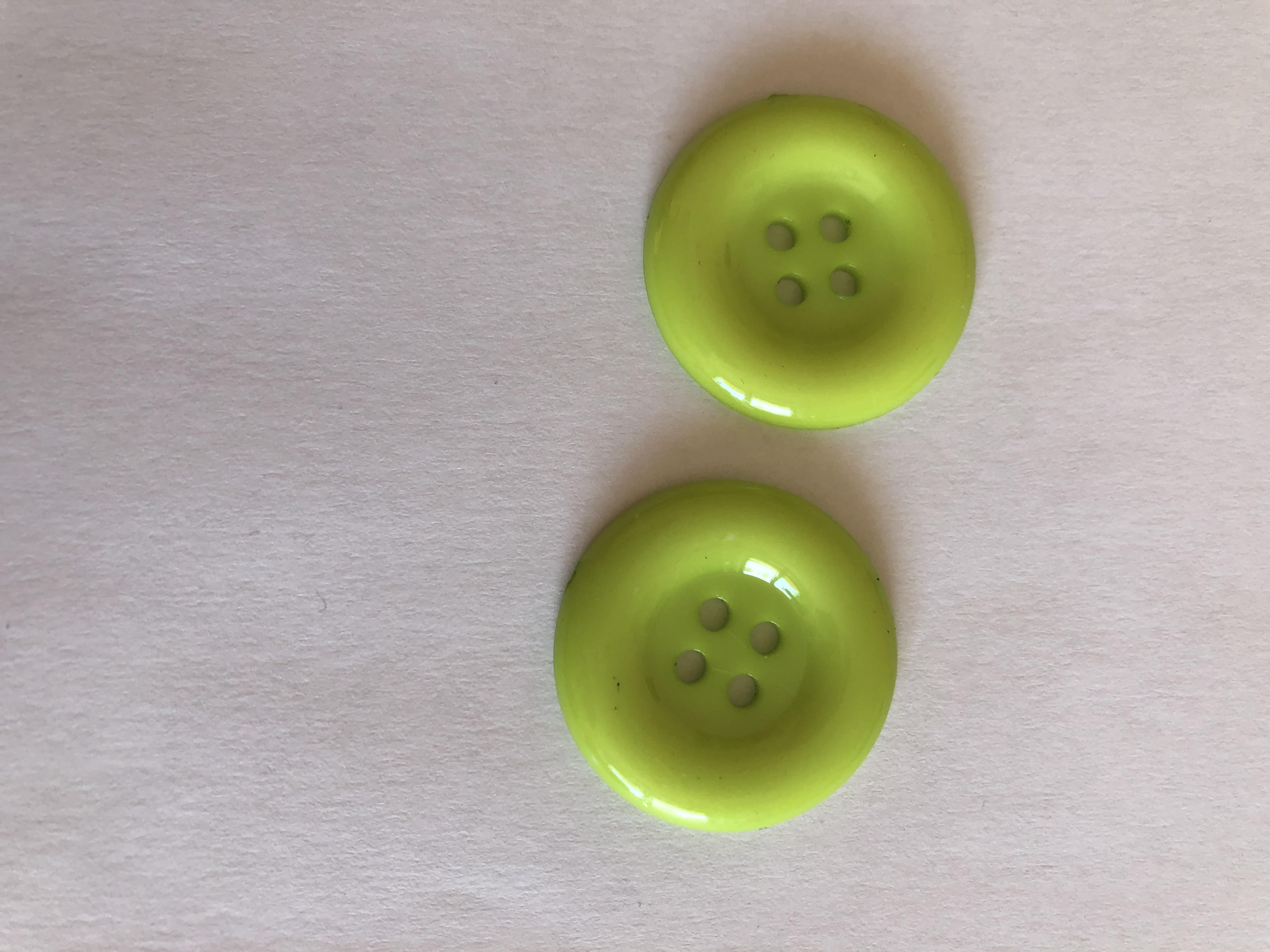 Knoflíky plastové lesklé světle zelené 25 mm