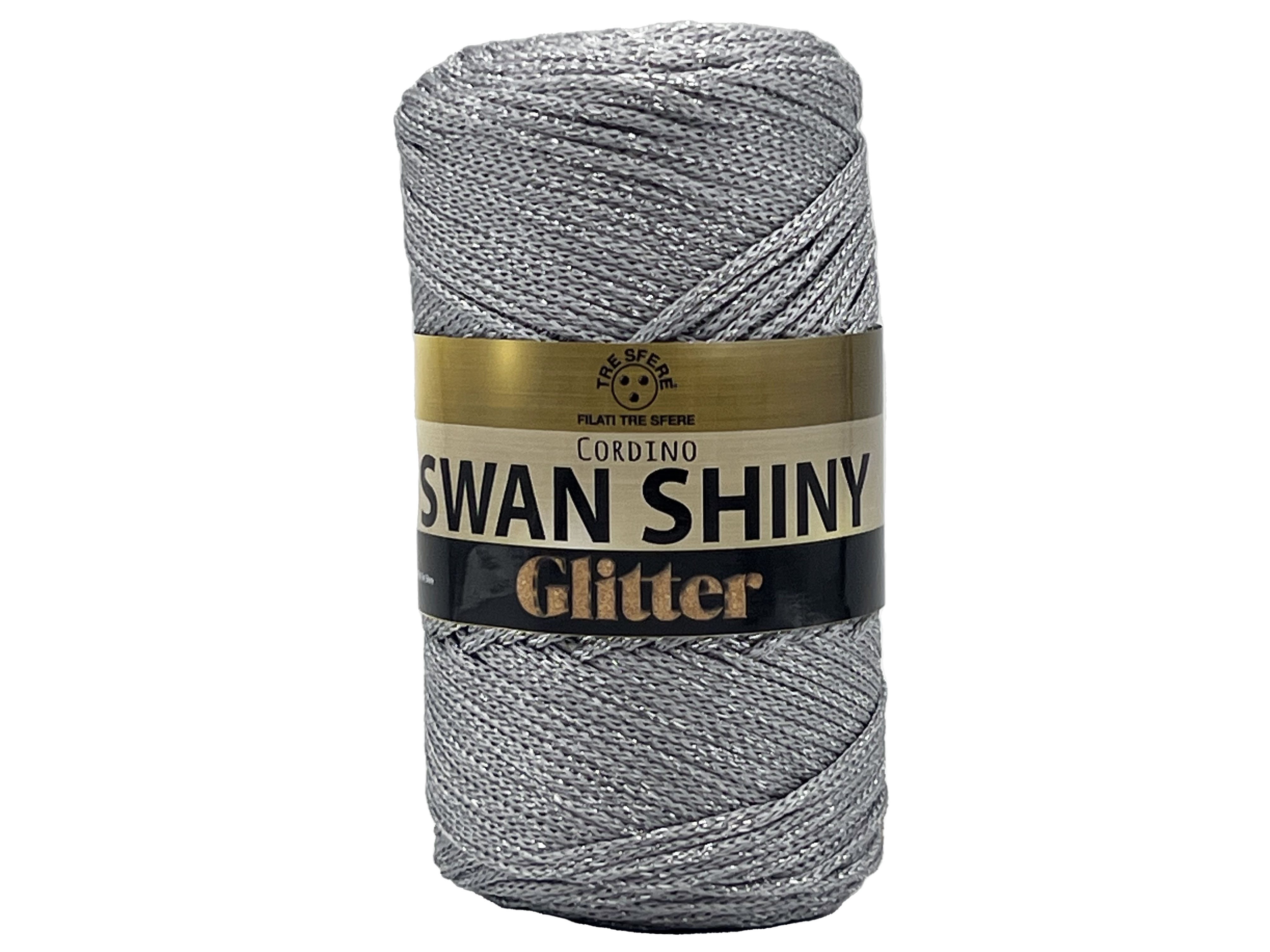 Příze šňůrková Swan shiny glitter šedá