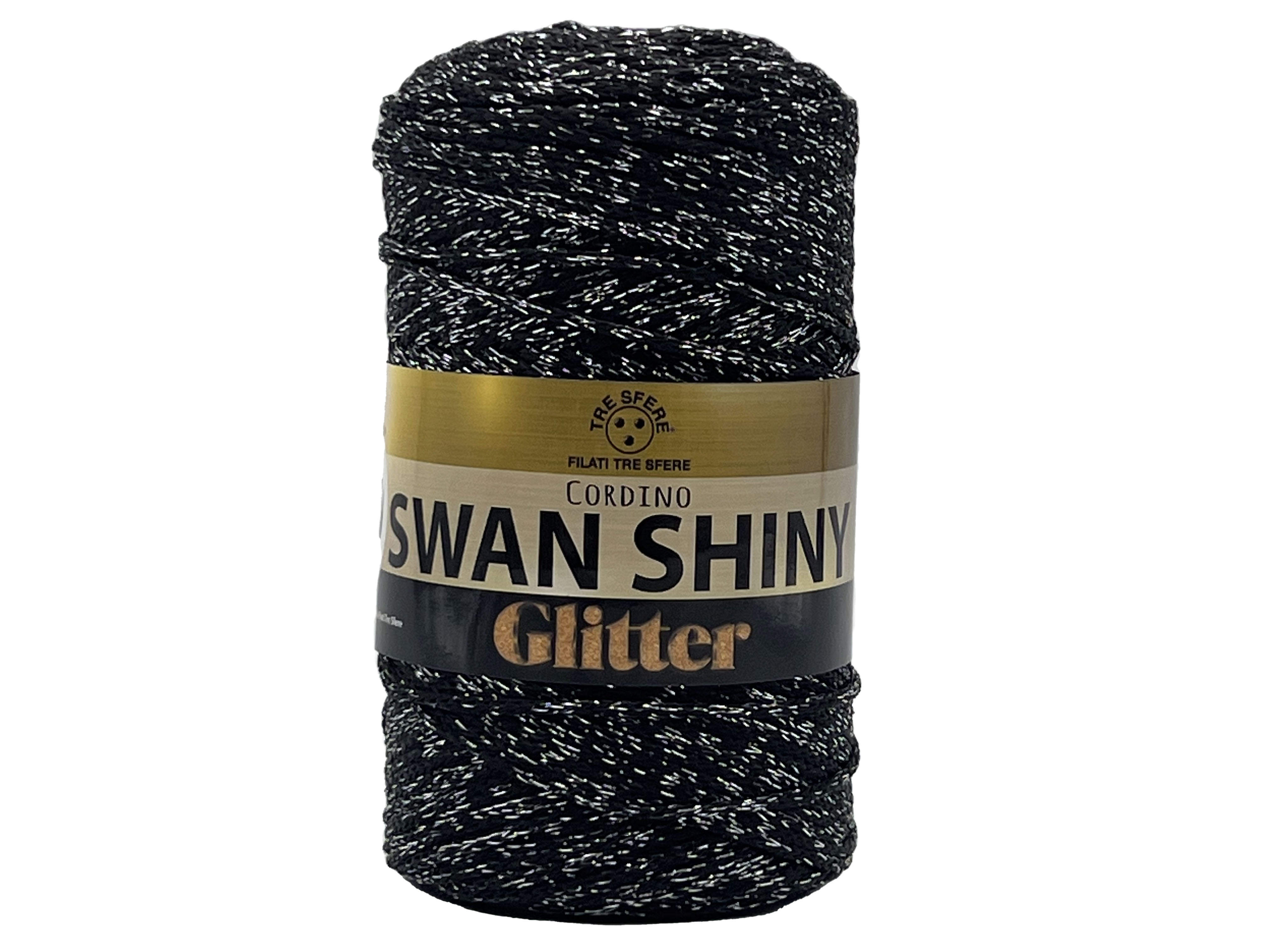 Příze šňůrková Swan shiny glitter stříbrnočerná