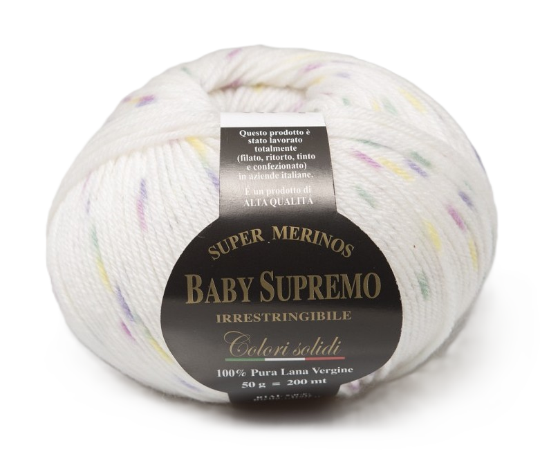 Merino vlna Rial Filati Baby Supremo fantasy bílý melír