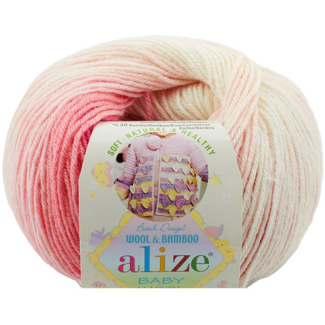 Příze Alize Baby wool růžovobílá
